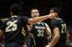 ALBUQUERQUE, NM - MARCH 15: Austin Dufault #33, Spencer Dinwiddie #25 and Andre Roberson #21 of the Colorado Buffaloes communicate during the second half against the UNLV Rebels during the second round of the 2012 NCAA Men's Basketball Tournament at The Pit on March 15, 2012 in Albuquerque, New Mexico. (Photo by Ronald Martinez/Getty Images)