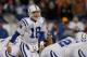 FOXBORO, MA - NOVEMBER 21: Peyton Manning #18 of the Indianapolis Colts shouts instructions during a game with the New England Patriots at Gillette Stadium on November 21, 2010 in Foxboro, Massachusetts. (Photo by Jim Rogash/Getty Images)