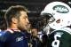 DENVER, CO - NOVEMBER 17: Tim Tebow #15 of the Denver Broncos talks with Mark Sanchez #6 of the New York Jets following the game at Sports Authority Field at Mile High on November 17, 2011 in Denver, Colorado. (Photo by Garrett W. Ellwood/Getty Images)