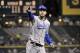 CHICAGO, IL - SEPTEMBER 23: Eric Hosmer #35 of the Kansas City Royals points to the crowd after hitting a solo home run during the second inning against the Chicago White Sox at U. S. Cellular Field on September 23, 2011 in Chicago. (Photo by Brian Kersey/Getty Images)