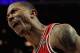 CHICAGO, IL - MARCH 12: Derrick Rose #1 of the Chicago Bulls lets out a scream after dunking the ball against the New York Knicks at the United Center on March 12, 2012 in Chicago, Illinois. The Bulls defeated the Knicks 104-99. NOTE TO USER: User expressly acknowledges and agrees that, by downloading and or using this photograph, User is consenting to the terms and conditions of the Getty Images License Agreement. (Photo by Jonathan Daniel/Getty Images)