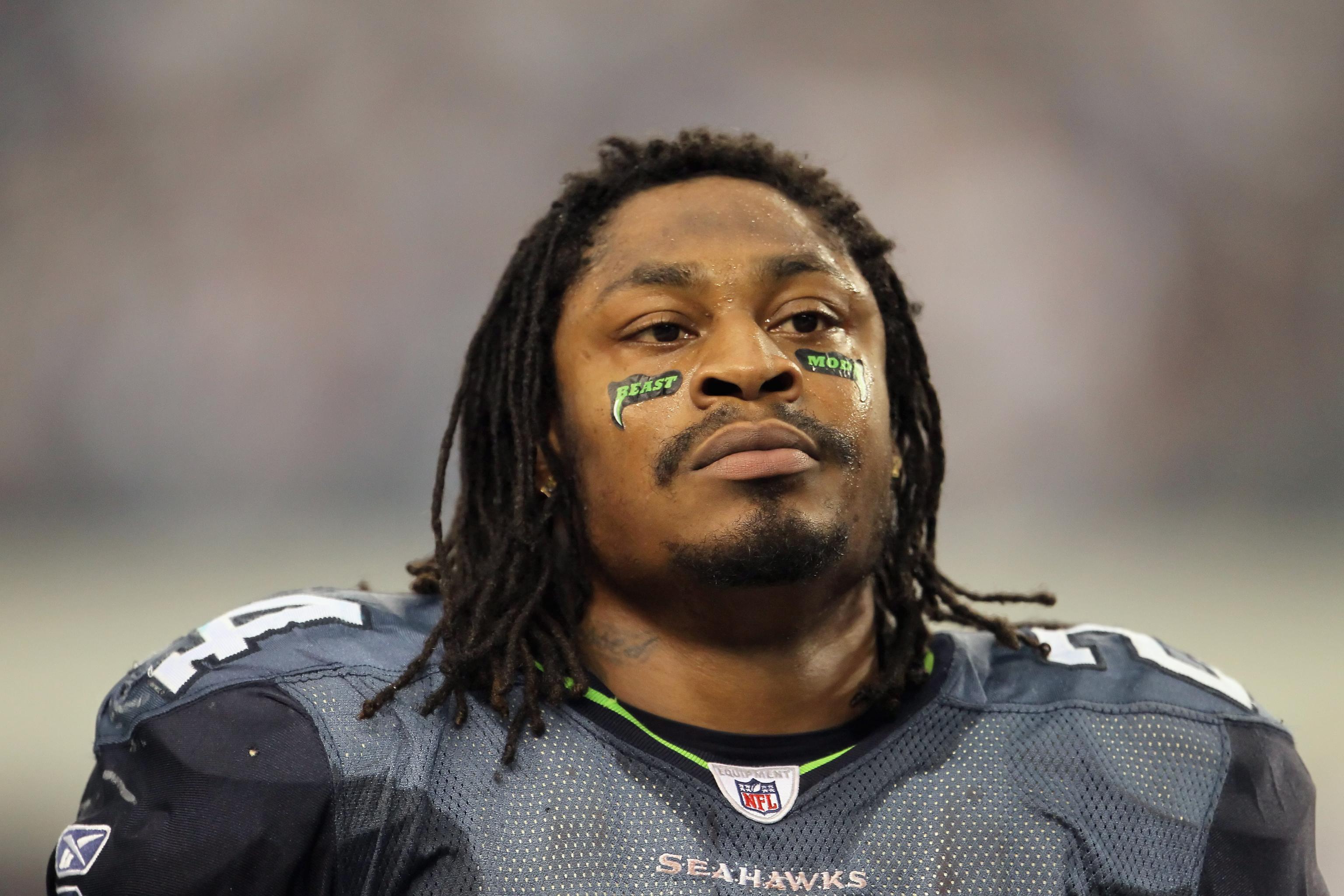 Marshawn Lynch was showered with Skittles in win over Saints