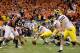 NEW ORLEANS, LA - JANUARY 03: Offensive center David Molk #50 of the Michigan Wolverines readies for the snap at the line of scrimmage against the Virginia Tech Hokies defense during the Allstate Sugar Bowl at Mercedes-Benz Superdome on January 3, 2012 in New Orleans, Louisiana. (Photo by Kevin C. Cox/Getty Images)