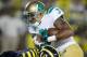 ANN ARBOR, MI - SEPTEMBER 10: Michael Floyd #3 of the Notre Dame Fighting Irish tries for extra yards after a second quarter reception over the tackle of Courtney Avery #5 of the Michigan Wolverines at Michigan Stadium on September 10, 2010 in Ann Arbor, Michigan. (Photo by Gregory Shamus/Getty Images)
