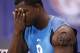 INDIANAPOLIS, IN - FEBRUARY 27: Defensive lineman Quinton Coples of North Carolina wipes his face after workouts during the 2012 NFL Combine at Lucas Oil Stadium on February 27, 2012 in Indianapolis, Indiana. (Photo by Joe Robbins/Getty Images)