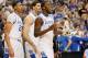 ATLANTA, GA - MARCH 25: Anthony Davis #23, Eloy Vargas #30 and Michael Kidd-Gilchrist #14 of the Kentucky Wildcats celebrate their 82 to 70 win over the Baylor Bears during the 2012 NCAA Men's Basketball South Regional Final at the Georgia Dome on March 25, 2012 in Atlanta, Georgia. (Photo by Kevin C. Cox/Getty Images)