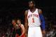 NEW YORK, NY - MARCH 20: Amare Stoudemire #1 of the New York Knicks looks on against the Toronto Raptors at Madison Square Garden on March 20, 2012 in New York City. NOTE TO USER: User expressly acknowledges and agrees that, by downloading and or using this photograph, User is consenting to the terms and conditions of the Getty Images License Agreement. (Photo by Chris Chambers/Getty Images)