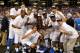 ATLANTA, GA - MARCH 25: The Kentucky Wildcats celebrate defeating the Baylor Bears 82 to 70 during the 2012 NCAA Men's Basketball South Regional Final at the Georgia Dome on March 25, 2012 in Atlanta, Georgia. (Photo by Streeter Lecka/Getty Images)
