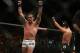 Mauricio "Shogun" Rua (L) celebrates what he believed was victory over Lyoto Machida at UFC 104 (Sherdog)