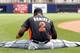PORT CHARLOTTE, FL - MARCH 25: Infielder Hanley Ramirez #2 of the Miami Marlins stretches just before the start of the Grapefruit League Spring Training Game against the Tampa Bay Rays at the Charlotte Sports Complex on March 25, 2012 in Port Charlotte, Florida. (Photo by J. Meric/Getty Images)