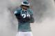 PHILADELPHIA, PA - NOVEMBER 27: Asante Samuel #22 of the Philadelphia Eagles takes the field through the smoke during player introductions against the New England Patriots at Lincoln Financial Field on November 27, 2011 in Philadelphia, Pennsylvania. (Photo by Patrick McDermott/Getty Images)