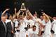 NEW YORK, NY - MARCH 29: The Stanford Cardinals are seen holding the championship trophy after defeating the Minnesota Golden Golphers in the NIT men's basketball championship at Madison Square Garden on March 29, 2012 in New York City. (Photo by Jason Szenes/Getty Images)