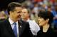 ATLANTA, GA - MARCH 25: Head coach John Calipari of the Kentucky Wildcats celebrates with his wife Ellen Calipari after they defeated the Baylor Bears during the 2012 NCAA Men's Basketball South Regional Final at the Georgia Dome on March 25, 2012 in Atlanta, Georgia. (Photo by Kevin C. Cox/Getty Images)