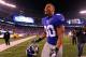 EAST RUTHERFORD, NJ - JANUARY 01: Victor Cruz #80 of the New York Giants celebrates as he runs off of the field after defeating the Dallas Cowboys at MetLife Stadium on January 1, 2012 in East Rutherford, New Jersey. (Photo by Al Bello/Getty Images)