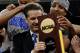NEW ORLEANS, LA - APRIL 02: Head coach John Calipari celebrates with his team after the Wildcats defeat the Kansas Jayhawks 67-59 in the National Championship Game of the 2012 NCAA Division I Men's Basketball Tournament at the Mercedes-Benz Superdome on April 2, 2012 in New Orleans, Louisiana. (Photo by Ronald Martinez/Getty Images)
