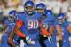 FORT COLLINS, CO - OCTOBER 15: Billy Winn #90 and the Boise State Broncos defense face the Colorado State Rams at Sonny Lubick Field at Hughes Stadium on October 15, 2011 in Fort Collins, Colorado. The Broncos defeated the Rams 63-13. (Photo by Doug Pensinger/Getty Images)