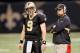 NEW ORLEANS - NOVEMBER 21: Quarterback Drew Brees #9 and head coach Sean Payton of the New Orleans Saints wait for the call from a review against the Seattle Seahawks at Louisiana Superdome on November 21, 2010 in New Orleans, Louisiana. (Photo by Kevin C. Cox/Getty Images)