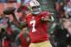 SAN FRANCISCO - AUGUST 27: Colin Kaepernick #7 of the San Francisco 49ers drops back to pass against the Houston Texans during an NFL pre-season football game at Candlestick Park August 27, 2011 in San Francisco, California. The Texans won the game 30-7. (Photo by Thearon W. Henderson/Getty Images)