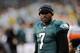PHILADELPHIA, PA - JANUARY 01: Michael Vick #7 of the Philadelphia Eagles looks on from the sideline during a game against the Washington Redskins at Lincoln Financial Field on January 1, 2012 in Philadelphia, Pennsylvania. (Photo by Patrick McDermott/Getty Images)