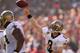 SAN FRANCISCO, CA - JANUARY 14: Drew Brees #9 of the New Orleans Saints throws the ball against the San Francisco 49ers during the NFC Divisional playoff game at Candlestick Park on January 14, 2012 in San Francisco, California. The 49ers won the game 36-32. (Photo by Ezra Shaw/Getty Images)