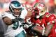 SAN FRANCISCO - OCTOBER 12: Defensive lineman Trevor Laws #93 of the Philadelphia Eagles chases down running back Frank Gore #21 of the San Francisco 49ers during their game on October 12, 2008 at Candlestick Park in San Francisco, California. Philadelphia won 40-26. (Photo by Greg Trott/Getty Images)
