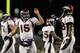 Thomas and Tebow celebrate after connecting on an 80-yard touchdown to beat the Steelers in the playoffs. Thomas made it clear he wasn't looking for anymore high-fives from No. 15.