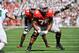 COLUMBUS, OH - SEPTEMBER 18: Mike Adams #75 of the Ohio State Buckeyes looks for his blocking assignment against the Ohio Bobcats at Ohio Stadium on September 18, 2010 in Columbus, Ohio. (Photo by Jamie Sabau/Getty Images)