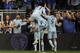 Sporting KC celebrates Aurelien Collin's 63rd-minute goal.
