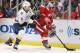 DETROIT, MI - APRIL 15: Shea Weber #6 of the Nashville Predators tries to check Henrik Zetterberg #40 of the Detroit Red Wings off the puck in the first period during Game Three of the Western Conference Quarterfinals during the 2012 NHL Stanley Cup Playoffs at Joe Louis Arena on April 15, 2012 in Detroit, Michigan. (Photo by Gregory Shamus/Getty Images)