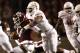 COLLEGE STATION, TX - NOVEMBER 26: Defensive tackle Kheeston Randall #91 of the Texas Longhorns sacks quarterback Jerrod Johnson #1 of the Texas A&M Aggies for a loss in the first half at Kyle Field on November 26, 2009 in College Station, Texas. The Longhorns defeated the Aggies 49-39. (Photo by Aaron M. Sprecher/Getty Images)