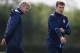 ST ALBANS, ENGLAND - SEPTEMBER 12: Arsene Wenger, manager of Arsenal with Aaron Ramsey of Arsenal during a training session ahead of their UEFA Champions League Group match against Borussia Dortmund at London Colney on September 12, 2011 in St Albans, England. (Photo by Julian Finney/Getty Images)