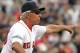 BOSTON, MA - APRIL 14: Bobby Valentine #25 of the Boston Red Sox looks for a call from an umpire during a game against Tampa Bay Rays at Fenway Park April 14, 2012 in Boston, Massachusetts. (Photo by Jim Rogash/Getty Images)