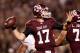 COLLEGE STATION, TX - NOVEMBER 24: Ryan Tannehill #17 of the Texas A&M Aggies throws a pass against the Texas Longhorns in the first half of a game at Kyle Field on November 24, 2011 in College Station, Texas. (Photo by Darren Carroll/Getty Images)