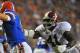 GAINESVILLE, FL - OCTOBER 1: Linebacker Courtney Upshaw #41 of the Alabama Crimson Tide chases quarterback Jeff Driskel #16 of the Florida Gators October 1, 2011 at Ben Hill Griffin Stadium in Gainesville, Florida. (Photo by Al Messerschmidt/Getty Images)