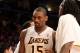LOS ANGELES, CA - APRIL 22: Metta World Peace #15 of the Los Angeles Lakers leaves the court after being ejected for hitting James Harden #13 of the Oklahoma City Thunder at Staples Center on April 22, 2012 in Los Angeles, California. The Lakers won 114-106 in double overtime. NOTE TO USER: User expressly acknowledges and agrees that, by downloading and or using this photograph, User is consenting to the terms and conditions of the Getty Images License Agreement. (Photo by Stephen Dunn/Getty Images)