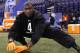 INDIANAPOLIS, IN - FEBRUARY 26: Wide receiver Justin Blackmon of Oklahoma State gets ready during the 2012 NFL Combine at Lucas Oil Stadium on February 26, 2012 in Indianapolis, Indiana. (Photo by Joe Robbins/Getty Images)