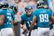 CHARLOTTE, NC - SEPTEMBER 25: Quarterback Blaine Gabbert #11 of the Jacksonville Jaguars calls a play in the huddle during the game against the Carolina Panthers at Bank of America Stadium on September 25, 2011 in Charlotte, North Carolina. The Panthers defeated the Jaguars 16-10. (Photo by Brian A. Westerholt/Getty Images)