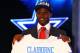 NEW YORK, NY - APRIL 26: Morris Claiborne (R)from LSU holds up a jersey as he stands on stage after he was selected #6 overall by the Dallas Cowboys in the first round of during the 2012 NFL Draft at Radio City Music Hall on April 26, 2012 in New York City. (Photo by Al Bello/Getty Images)