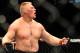 LAS VEGAS - JULY 11: Brock Lesnar reacts after knocking out Frank Mir during their heavyweight title bout during UFC 100 on July 11, 2009 in Las Vegas, Nevada. (Photo by Jon Kopaloff/Getty Images)