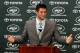 FLORHAM PARK, NJ - MARCH 26: Quarterback Tim Tebow addresses the media as he is introduced as a New York Jet at the Atlantic Health Jets Training Center on March 26, 2012 in Florham Park, New Jersey. Tebow, traded from the Denver Broncos last week, will be the team's backup quarterback according to Jets head coach Rex Ryan. Tebow, the 2007 Heisman Trophy winner, started 11 games in 2011 for Denver and finished with a 7-4 record as a starter. He led the Broncos to a playoff overtime win against the Pittsburgh Steelers in the first round before eventually losing to the New England Patriots in the next round. (Photo by Jeff Zelevansky/Getty Images)