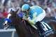 HOT SPRINGS, AR - APRIL 14: Jockey Mike Smith rides Bodemeister to win the Arkansas Derby at Oaklawn Park during the Racing Festival of The South on April 14, 2012 in Hot Springs, Arkansas. (Photo by Wesley Hitt/Getty Images)