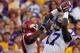 BATON ROUGE, LA - NOVEMBER 25: Morris Claiborne #17 of the Louisiana State University Tigers catches an interception intended for Jarius Wright #4 of the Arkansas Razorbacks at Tiger Stadium on November 25, 2011 in Baton Rouge, Louisiana. (Photo by Chris Graythen/Getty Images)