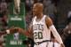 BOSTON, MA - MAY 04: Ray Allen #20 of the Boston Celtics smiles with Mickael Pietrus #28 of the Boston Celtics at the end of the first quarter during a game with the Atlanta Hawks in Game Three of the Eastern Conference Quarterfinals during the 2012 NBA Playoffs on May 4, 2012 at TD Garden in Boston, Massachusetts. NOTE TO USER: User expressly acknowledges and agrees that, by downloading and or using this photograph, User is consenting to the terms and conditions of the Getty Images License Agreement. (Photo by Jim Rogash/Getty Images)