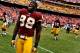 LANDOVER, MD - SEPTEMBER 18: Linebacker Brian Orakpo #98 of the Washington Redskins celebrates after defeating the Arizona Cardinals at FedExField on September 18, 2011 in Landover, Maryland. The Washington Redskins won, 22-21. (Photo by Patrick Smith/Getty Images)
