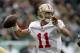 PHILADELPHIA, PA - OCTOBER 2: Quarterback Alex Smith #11 of the San Francisco 49ers looks to pass against the Philadelphia Eagles during the first half at Lincoln Financial Field on October 2, 2011 in Philadelphia, Pennsylvania. (Photo by Rich Schultz /Getty Images)