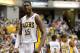 INDIANAPOLIS, IN - MAY 08: Roy Hibbert #55 of the Indiana Pacers reacts to a late fourth quarter basket by Leandro Barbosa #28 while playing the Orlando Magic in Game Five of the Eastern Conference Quarterfinals during the 2012 NBA Playoffs on May 8, 2012 at Bankers Life Fieldhouse in Indianapolis, Indiana. NOTE TO USER: User expressly acknowledges and agrees that, by downloading and or using this photograph, User is consenting to the terms and conditions of the Getty Images License Agreement. (Photo by Gregory Shamus/Getty Images)