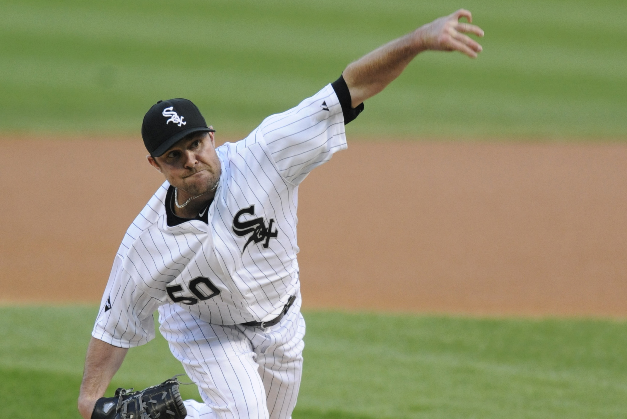 Chicago White Sox pitcher John Danks throws against the Detroit