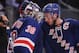 NEW YORK, NY - MAY 14: Henrik Lundqvist #30 and Ryan Callahan #24 of the New York Rangers celebrate their 3 to 0 win over the New Jersey Devils in Game One of the Eastern Conference Finals during the 2012 NHL Stanley Cup Playoffs at Madison Square Garden on May 14, 2012 in New York City. (Photo by Bruce Bennett/Getty Images)