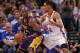 OKLAHOMA CITY, OK - MAY 16: Kobe Bryant #24 of the Los Angeles Lakers looks to drive on Thabo Sefolosha #2 of the Oklahoma City Thunder in Game Two of the Western Conference Semifinals in the 2012 NBA Playoffs on May 16, 2012 at the Chesapeake Energy Arena in Oklahoma City, Oklahoma. The Thunder beat the Lakers 77-75. NOTE TO USER: User expressly acknowledges and agrees that, by downloading and or using the photograph, User is consenting to the terms and conditions of the Getty Images License Agreement. (Photo by Brett Deering/Getty Images)
