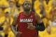 INDIANAPOLIS, IN - MAY 17: Dwyane Wade #3 of the Miami Heat runs back up the court after missing a shot against the Indiana Pacers in Game Three of the Eastern Conference Semifinals in the 2012 NBA Playoffs at Bankers Life Fieldhouse on May 17, 2012 in Indianapolis, Indiana. The Pacers defeated the Heat 94-75. NOTE TO USER: User expressly acknowledges and agrees that, by downloading and/or using this photograph, User is consenting to the terms and conditions of the Getty Images License Agreement. (Photo by Jonathan Daniel/Getty Images)
